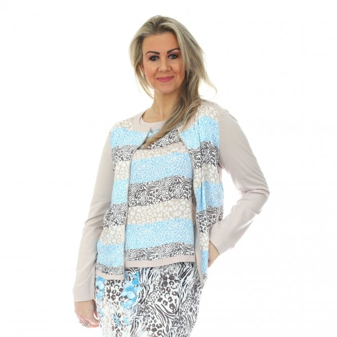 EUGEN KLEIN Ocean Blue and Sand Cardigan 2807 05 21522