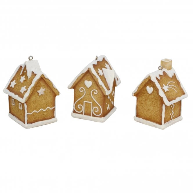 GISELA GRAHAM Gingerbread House with Chimney Stars or Hearts Decoration 14621