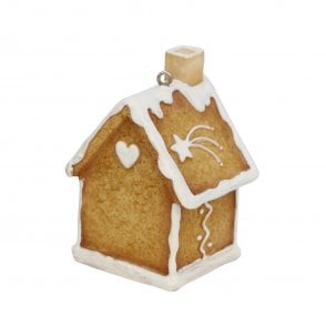 Gisela Graham Gingerbread House with Chimney Stars or Hearts Decoration 14621