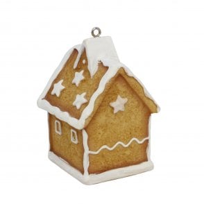 Gisela Graham Gingerbread House with Chimney Stars or Hearts Decoration 14621