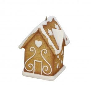 Gisela Graham Gingerbread House with Chimney Stars or Hearts Decoration 14621
