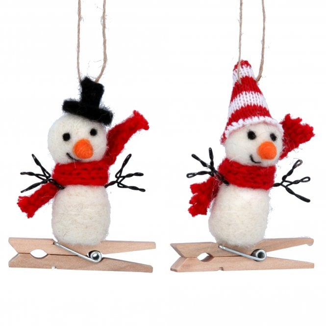 GISELA GRAHAM Snowman With Black or Red and White Hat Decoration 17911
