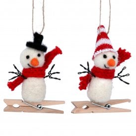 Gisela Graham Snowman With Black or Red and White Hat Decoration 17911