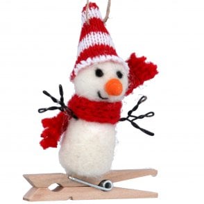 Gisela Graham Snowman With Black or Red and White Hat Decoration 17911