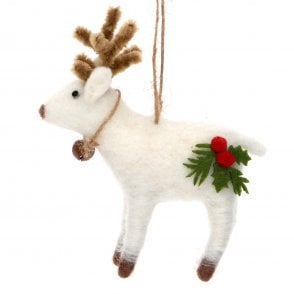 Gisela Graham White or Brown Wool Reindeer 16760