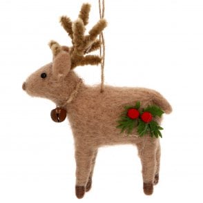 Gisela Graham White or Brown Wool Reindeer 16760