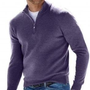 NIHAO Half Zip Purple Sweater NH4241007