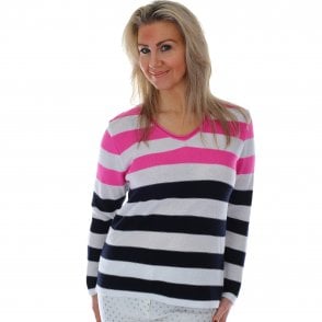 KRIS FASHION Kris Pink or Blue Stripe sweater 221156