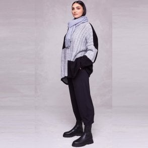 ORA Black and Grey Chunky Knit Sweater ORW22 176