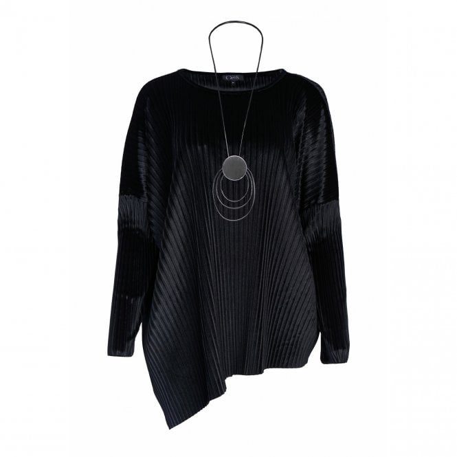 ORA Black Top with Necklace ORW22 128