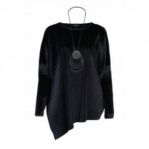 ORA Black Top with Necklace ORW22 128