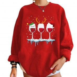 NIHAO Red Wine Glass Sweatshirt NH3508606